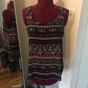 Aztec Print Sheer Tank